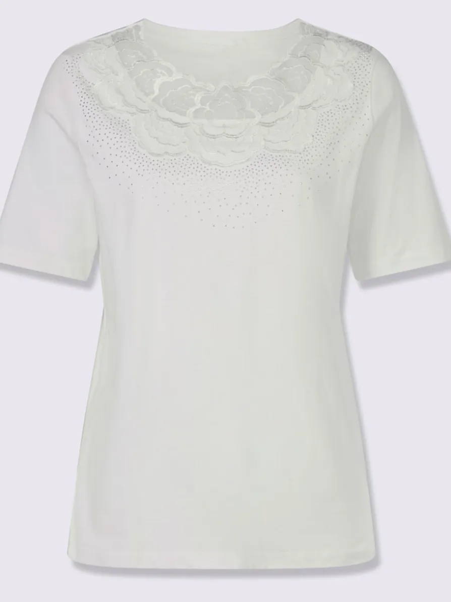 T-shirt à manches courtes empiècement en dentelle