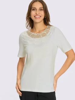 T-shirt à manches courtes empiècement en dentelle