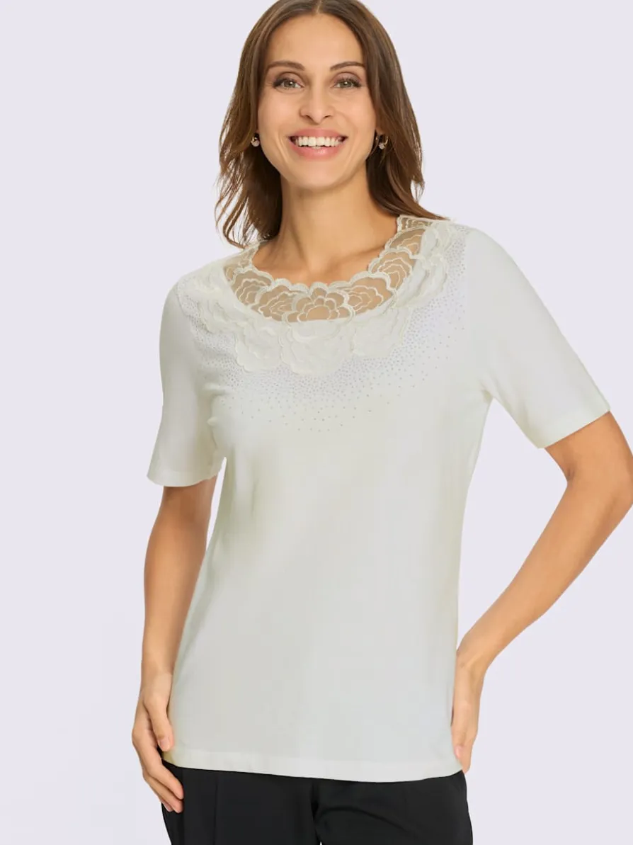 T-shirt à manches courtes empiècement en dentelle