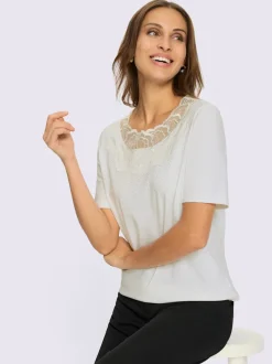 T-shirt à manches courtes empiècement en dentelle