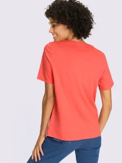 T-shirt à manches courtes encolure arrondie avec petit v