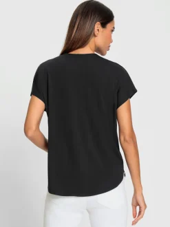 T-shirt à manches courtes encolure en v chevauchante