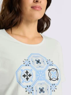 T-shirt à manches courtes encolure ronde passepoilée