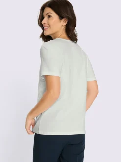T-shirt à manches courtes encolure ronde passepoilée