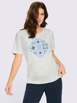 T-shirt à manches courtes encolure ronde passepoilée