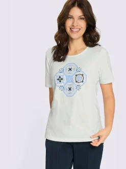 T-shirt à manches courtes encolure ronde passepoilée