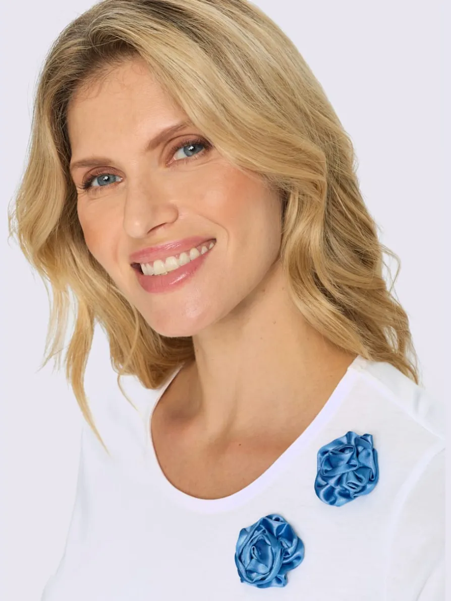 T-shirt à manches courtes fleurs en 3d