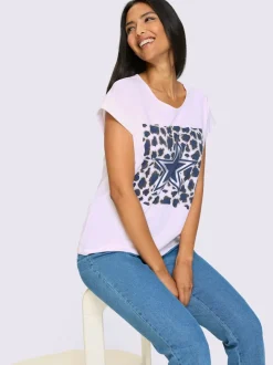 T-shirt à manches courtes imprimé brillant