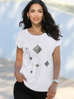 T-shirt à manches courtes imprimé feuille brillant