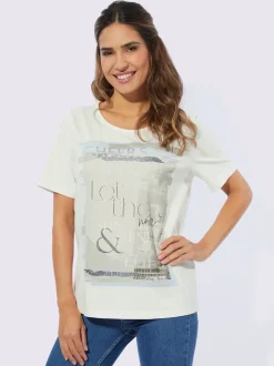 T-shirt à manches courtes imprimé feuille brillant