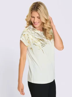 T-shirt à manches courtes imprimé feuille doré