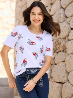 T-shirt à manches courtes imprimé floral aux coloris harmonieux