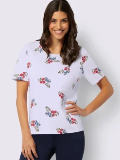 T-shirt à manches courtes imprimé floral aux coloris harmonieux
