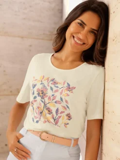 T-shirt à manches courtes imprimé floral aux coloris harmonieux