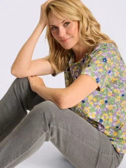 T-shirt à manches courtes imprimé mille-fleurs