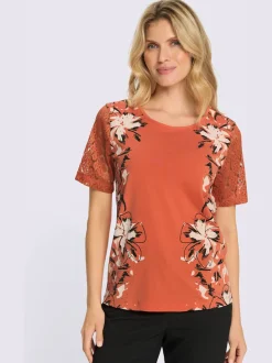 T-shirt à manches courtes manches en dentelle
