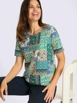 T-shirt à manches courtes motif patchwork moderne