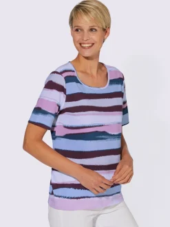 T-shirt à manches courtes motif rayé, coloris harmonieux