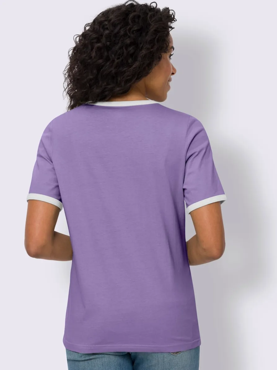 T-shirt à manches courtes passepoils contrastés tendance