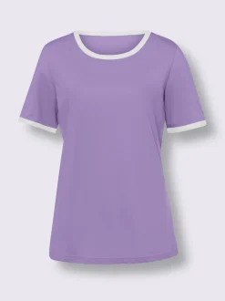 T-shirt à manches courtes passepoils contrastés tendance