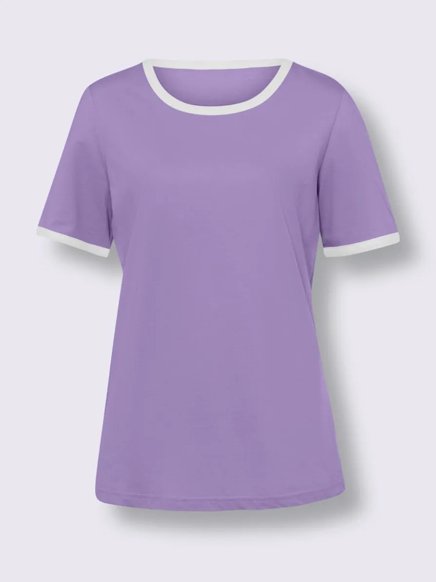 T-shirt à manches courtes passepoils contrastés tendance