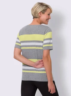 T-shirt à manches courtes rayures en fils teintés