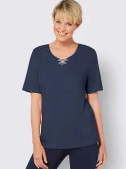 T-shirt à manches courtes ruban gros grain avec œillets décoratifs