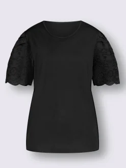 T-shirt à manches courtes superbe broderie ajourée