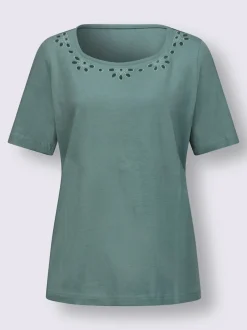 T-shirt à manches courtes superbe broderie ajourée