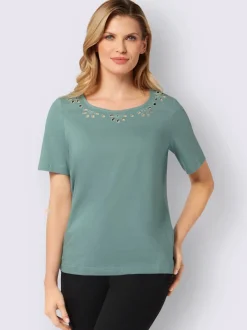 T-shirt à manches courtes superbe broderie ajourée