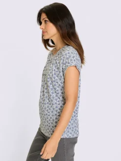 T-shirt à manches courtes superbes fronces à l'encolure