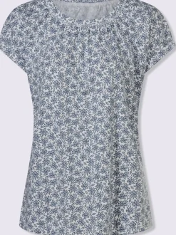T-shirt à manches courtes superbes fronces à l'encolure