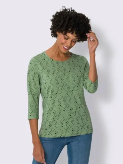 T-shirt à manches 3/4 encolure ronde passepoilée