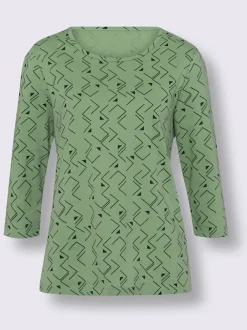 T-shirt à manches 3/4 encolure ronde passepoilée