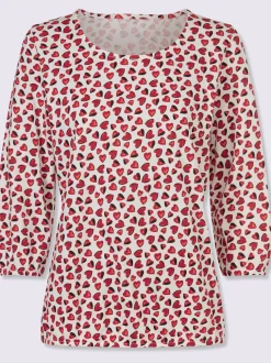 T-shirt à manches 3/4 imprimé cœur fantaisie
