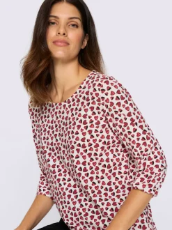 T-shirt à manches 3/4 imprimé cœur fantaisie