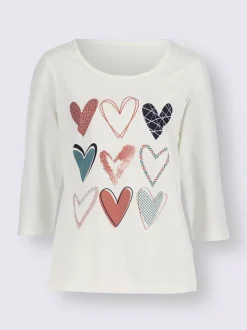 T-shirt à manches 3/4 imprimé en forme de cœur