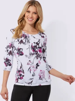 T-shirt à manches 3/4 imprimé floral