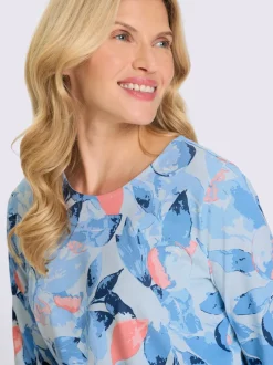 T-shirt à manches 3/4 joli imprimé feuilles
