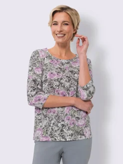 T-shirt à manches 3/4 joli motif floral