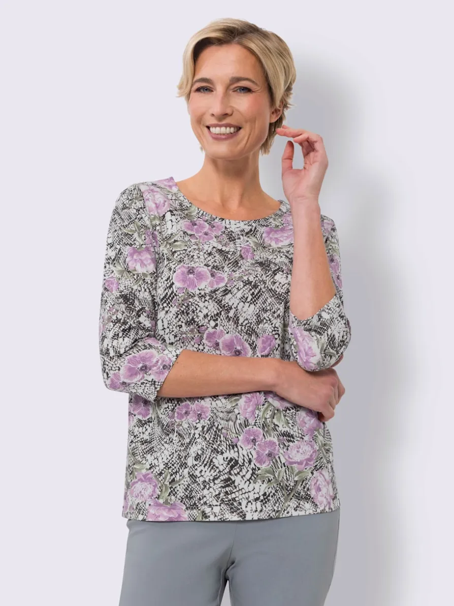 T-shirt à manches 3/4 joli motif floral