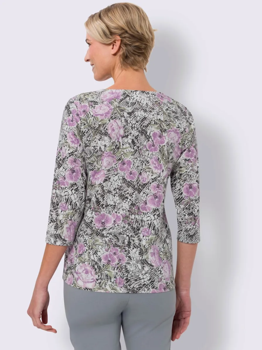 T-shirt à manches 3/4 joli motif floral