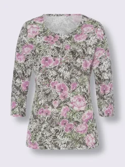 T-shirt à manches 3/4 joli motif floral