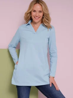 T-shirt à manches longues col chemise ouvert