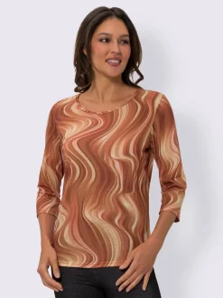 T-shirt à manches longues imprimé aux coloris harmonieux