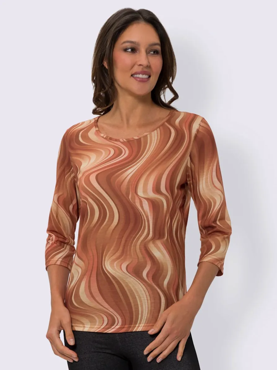 T-shirt à manches longues imprimé aux coloris harmonieux