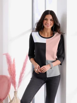 T-shirt à manches longues joli aspect patchwork