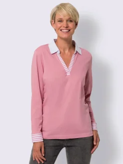 T-shirt à manches longues mélange de coloris unis et rayés
