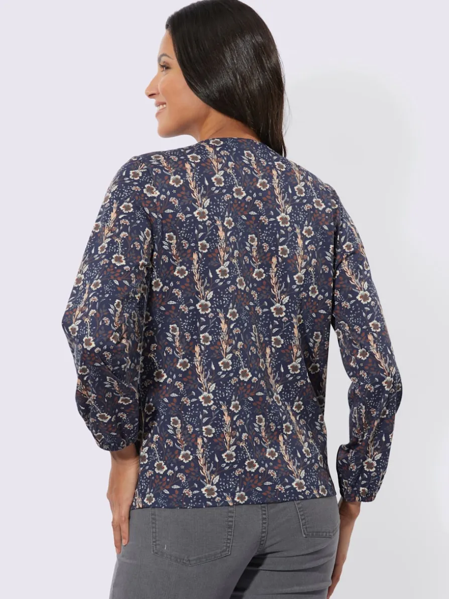 T-shirt à manches longues plis affinants à l'encolure