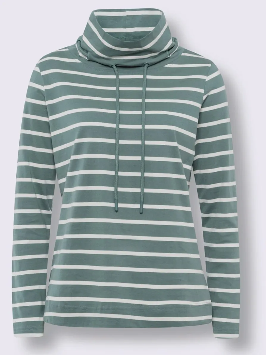 T-shirt à manches longues rayures en fils teintés